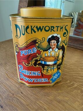 VTG Duckworth's Pure Baking Powder Storage Tin w Graphics